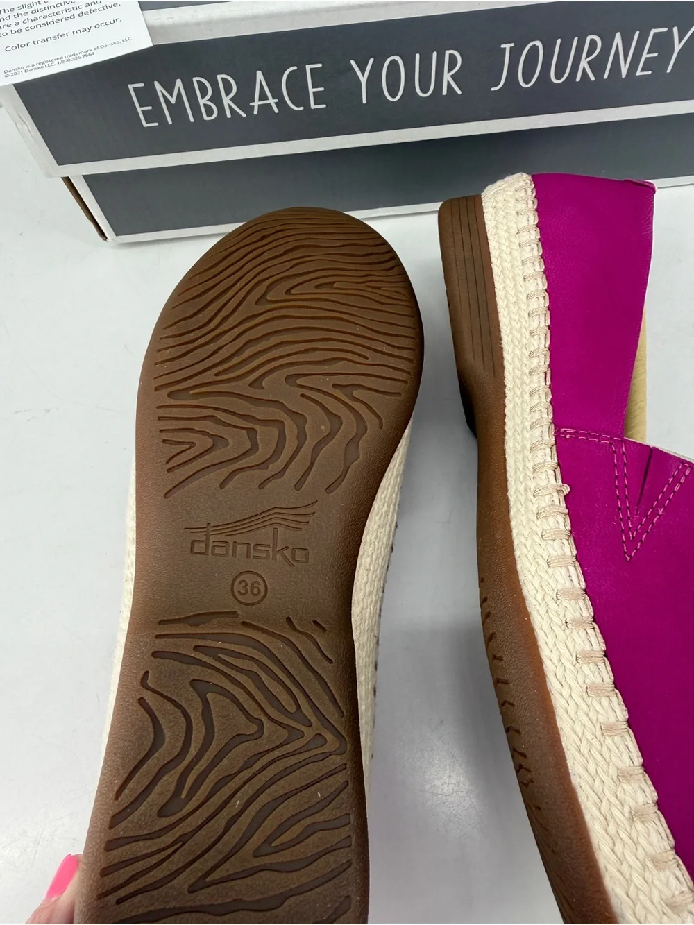 Dansko Fuschia Lesley Nubuck Leather Jute Trim Slip On Espadrilles NEW 5.5/6EU36